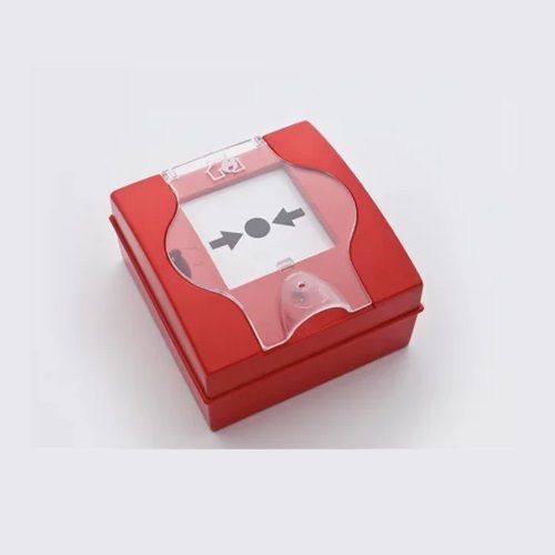 Pulsador de alarma rearmable convencional con tapa rojo
